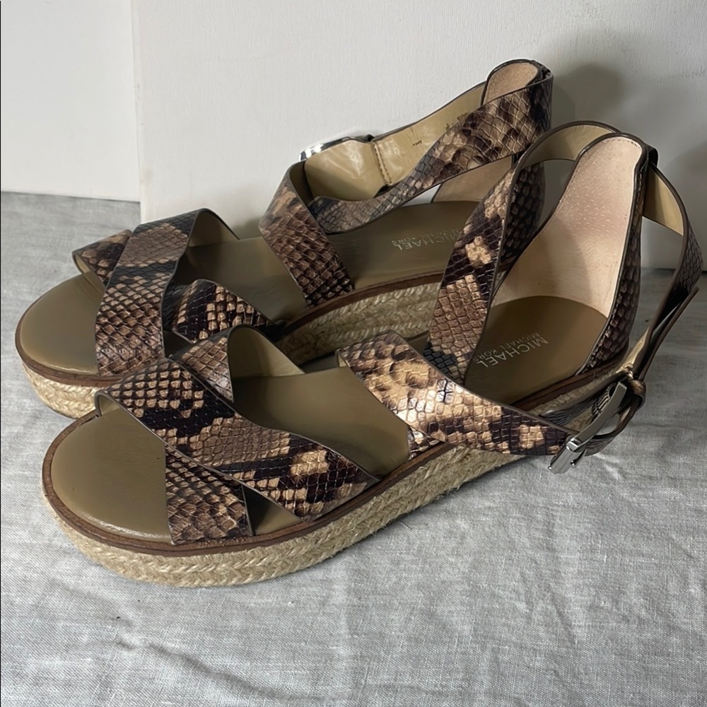 Michael Kors Brown Espadrille Shoes with Snake Print